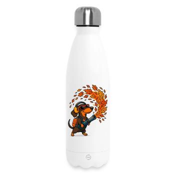 Autumnal Adventure Dachshund with Leaf Blower - Insulated Water Bottle 500 ml - white - Front