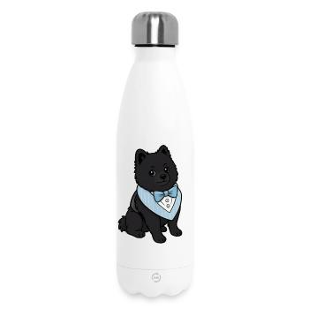 Elegant Spitz Dog in Bow Tie - Insulated Water Bottle 500 ml - white - Front