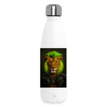 Lion NeonPunk in leather look - Insulated Water Bottle 500 ml - white - Front