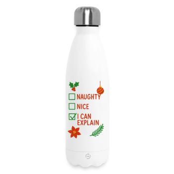 Christmas, naughty, I can explain that - Insulated Water Bottle 500 ml - white - Front