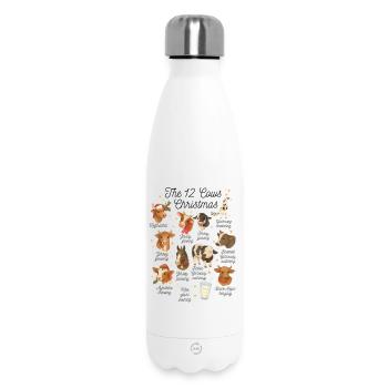 The 12 Cows of Christmas – Lustiges Weihnachtskuh - Insulated Water Bottle 500 ml - white - Front