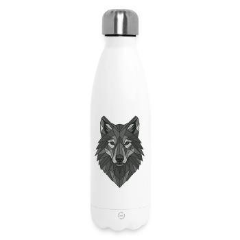 Geometrischer Grau-Wolfskopf - Thermosflasche 500 ml - Weiß - Vorne