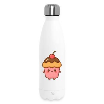 Kawaii pink chocolate cupcake - Insulated Water Bottle 500 ml - white - Front