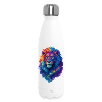 Lion cosmique coloré - Art couleurs Pop - Bouteille isotherme 500 ml - blanc - Devant