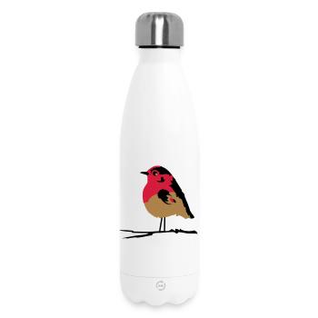 A robin on branch - Insulated Water Bottle 500 ml - white - Front