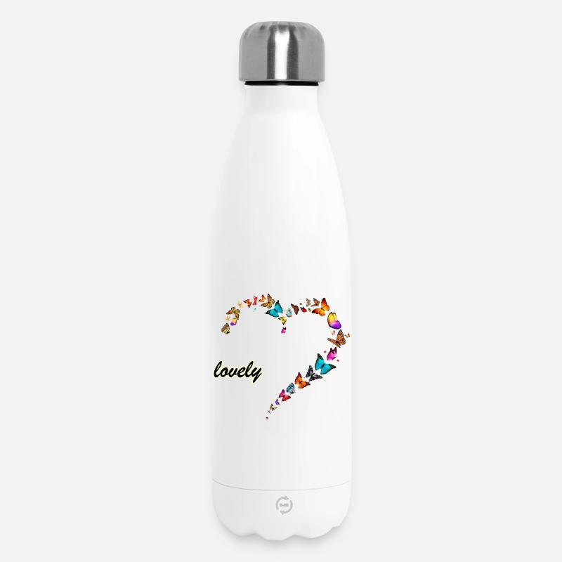 papillons multi lovely heart - Bouteille isotherme 500 ml - blanc