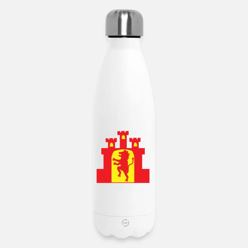 León et Castilla en rouge et jaune - Bouteille isotherme 500 ml - blanc