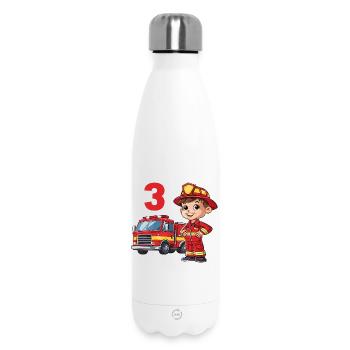 Camion de pompiers 3 anniversaire pompier pompier - Bouteille isotherme 500 ml - blanc - Devant