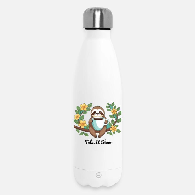Chilling Sloth - Insulated Water Bottle 500 ml - white
