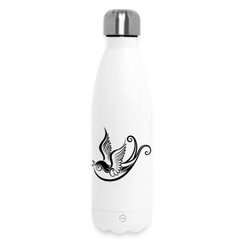Oiseau tribal ornement tatouage style hirondelle - Bouteille isotherme 500 ml - blanc - Devant