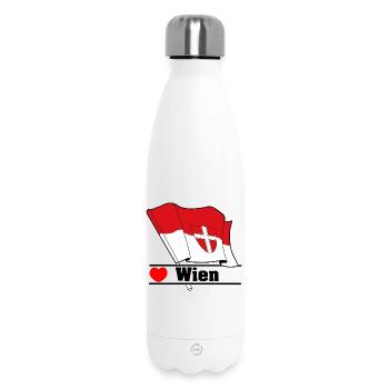 Wiener Flagge mit Herz - Thermosflasche 500 ml - Weiß - Vorne