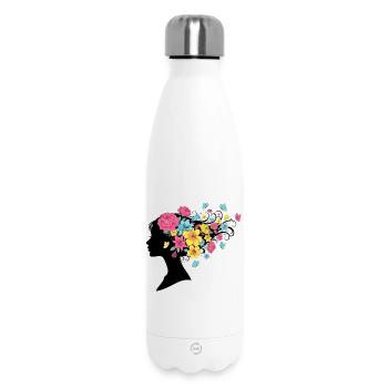Blumenbouquet Blumenkunst Blüten Farbexplosion - Thermosflasche 500 ml - Weiß - Vorne