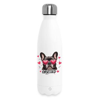 Obsessed Hund mit Herzbrillen - Thermosflasche 500 ml - Weiß - Vorne