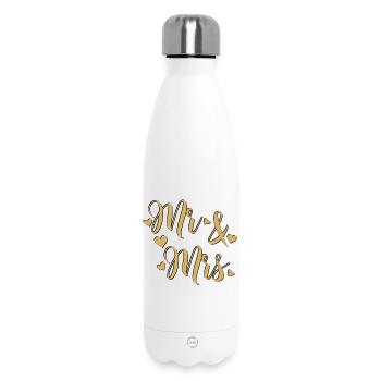 Mr et Mrs doré sur fond noir - Bouteille isotherme 500 ml - blanc - Devant