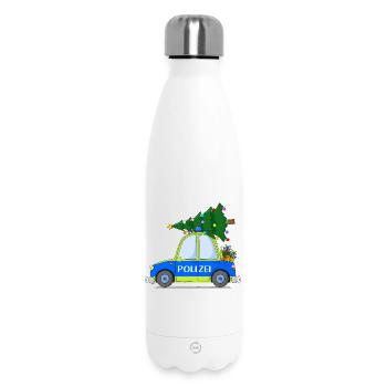 Polizeiauto Weihnachten Blau Gelb - Thermosflasche 500 ml - Weiß - Vorne