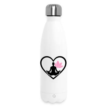 Women's Yoga Heart Silhouette Lotus Wellness - Insulated Water Bottle 500 ml - white - Front