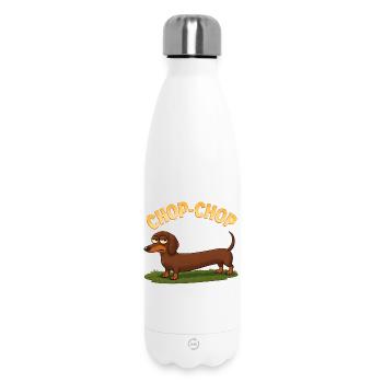Dessin animé Dachshund Chop-Chop - Bouteille isotherme 500 ml - blanc - Devant