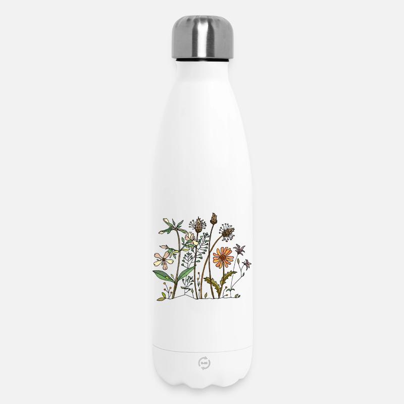 Fleur - Bouteille isotherme 500 ml - blanc