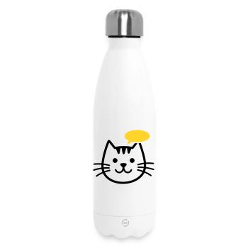 Cat head with yellow speech bubble - Insulated Water Bottle 500 ml - white - Front