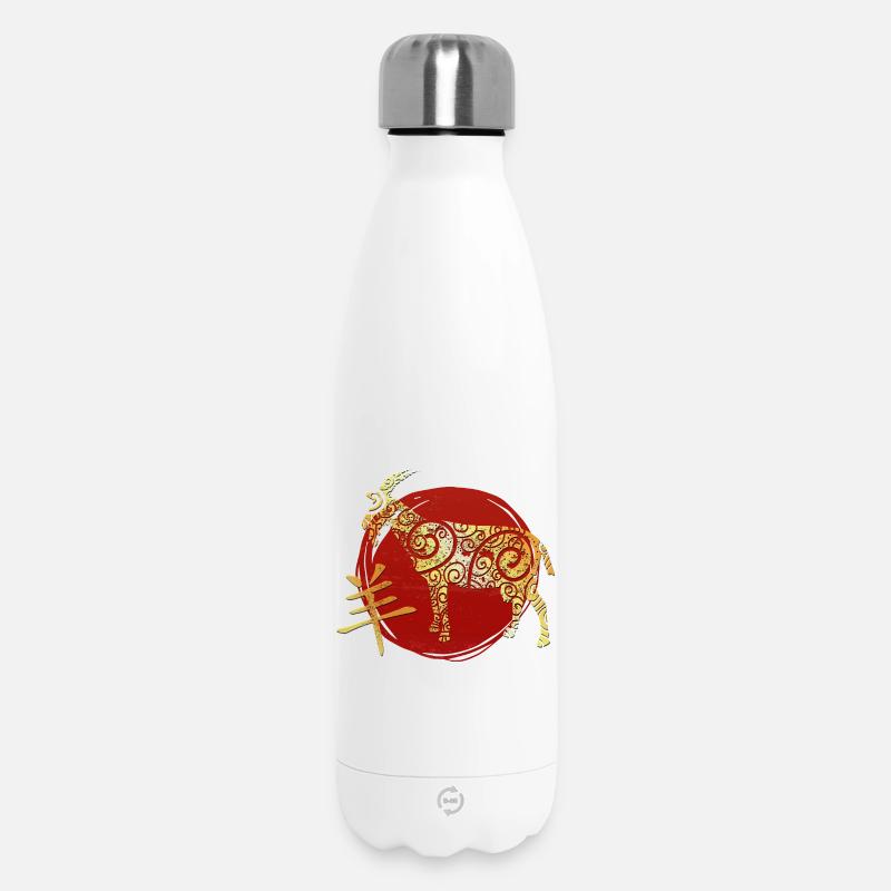 Goat Chinese Zodiac Horoscope - Insulated Water Bottle 500 ml - white