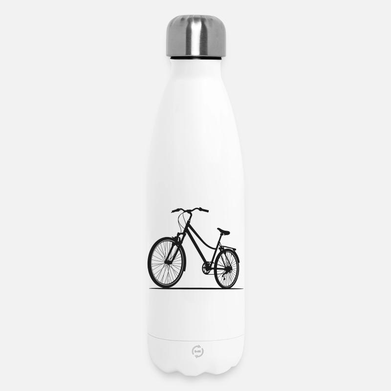 Minimalist Mountain Bicycle Design - Insulated Water Bottle 500 ml - white