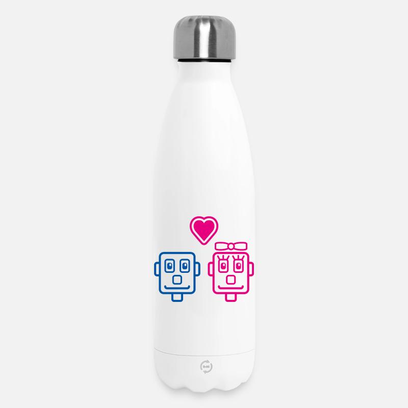 Robot Lovers von Helfspawn - Thermosflasche 500 ml - Weiß