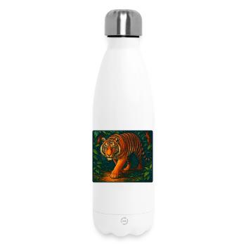 Tiger Stalks in Jungle, Love Big Cats  - Insulated Water Bottle 500 ml - white - Front