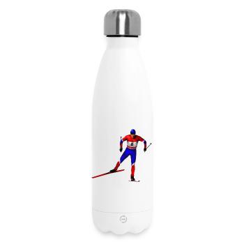 Skiers Red Blue White – Dynamic Style - Insulated Water Bottle 500 ml - white - Front
