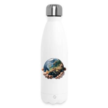 La Terre entre les mains : Responsabilité mondiale - Bouteille isotherme 500 ml - blanc - Devant
