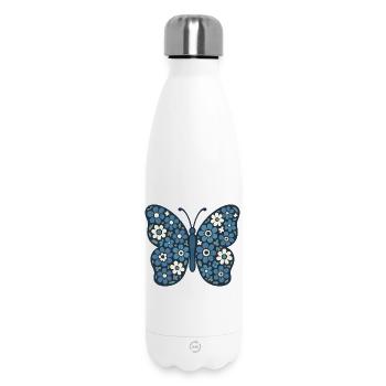 Fleurs Bleues Papillon Floral - Bouteille isotherme 500 ml - blanc - Devant