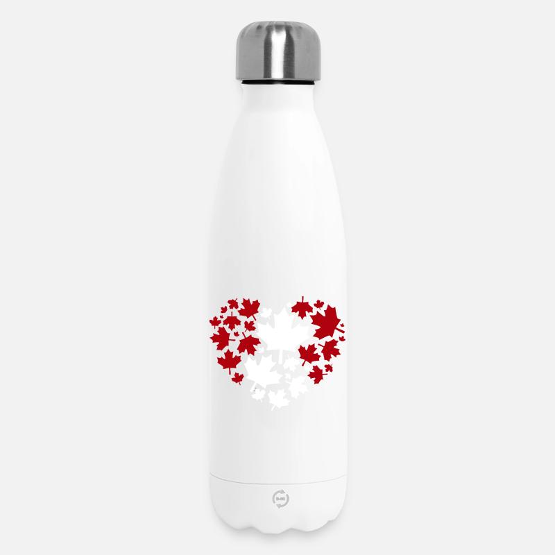 Maple Leaf Heart Pattern - Insulated Water Bottle 500 ml - white