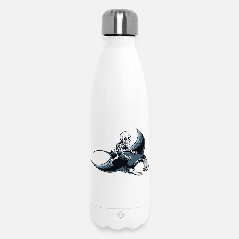 Skeleton on manta ray - Insulated Water Bottle 500 ml - white