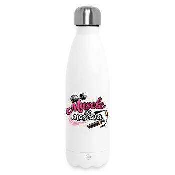 Muscle & Mascara – Feminines Fitness Statement Des - Thermosflasche 500 ml - Weiß - Vorne