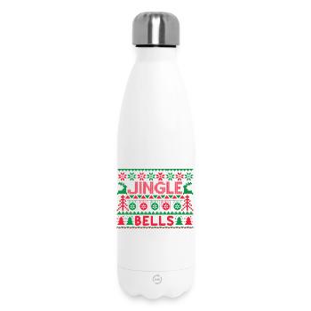 Hässlicher Pullover – Jingle Bells Strickmuster - Thermosflasche 500 ml - Weiß - Vorne
