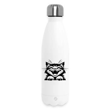 Lachende Katze mit Pfoten: Lustiges Katzen T-Shirt - Thermosflasche 500 ml - Weiß - Vorne