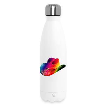 Cowboy Hat, Western Hat in Rainbow Colors - Insulated Water Bottle 500 ml - white - Front