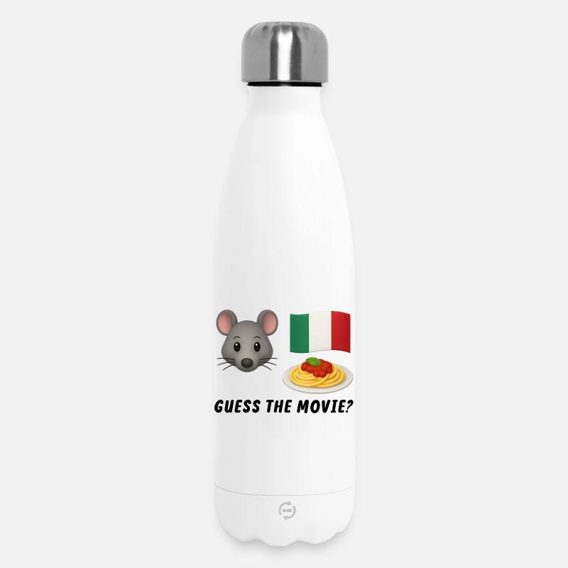 Thème italien avec souris, drapeau et pâtes - Bouteille isotherme 500 ml - blanc