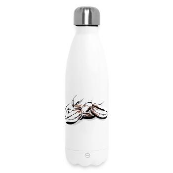 Kaffeebohnen Cafe Illustration Logo Kaffeezeit - Thermosflasche 500 ml - Weiß - Vorne