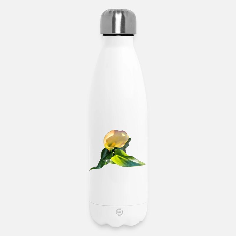 YELLOW CALLA LILY - Insulated Water Bottle 500 ml - white
