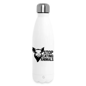 Schweinekopf Protest Stoppt Tieressen - Thermosflasche 500 ml - Weiß - Vorne