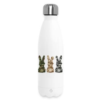 3 Hasen von hinten in einer Reihe Cap Tarnfarben  - Thermosflasche 500 ml - Weiß - Vorne
