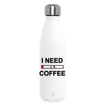 I Need Coffee low energy - Insulated Water Bottle 500 ml - white - Front