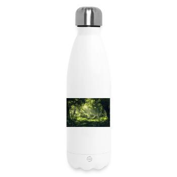 Forest Landscape Illustration Poster - Insulated Water Bottle 500 ml - white - Front