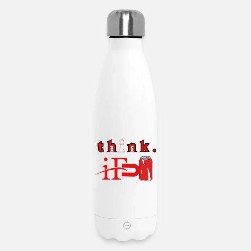Pensez à un graphique de canette rouge d’échecs - Bouteille isotherme 500 ml - blanc