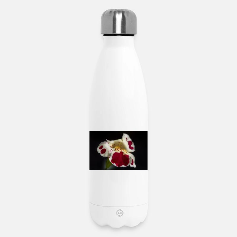 White flower with ruby spots - Insulated Water Bottle 500 ml - white