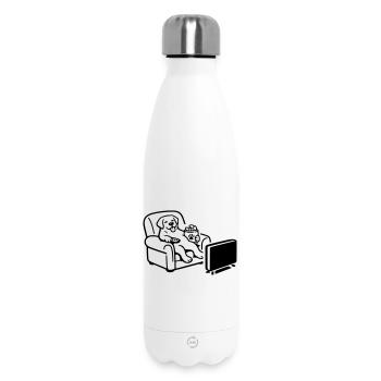Chien, chien, mode chill, chips nourriture, télé TV - Bouteille isotherme 500 ml - blanc - Devant