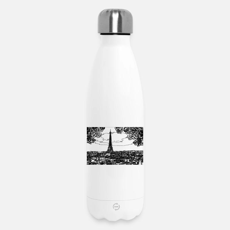 Eiffel Tower Line Drawing - Insulated Water Bottle 500 ml - white