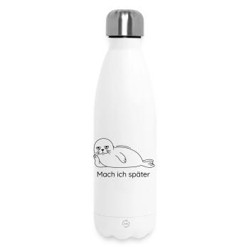Mach Ich Später Robbe Faulheit Prokrastination - Thermosflasche 500 ml - Weiß - Vorne