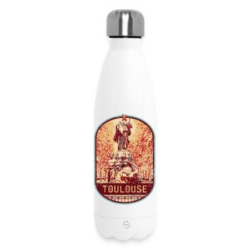 Badge retro, Toulouse France est ma ville natale - Bouteille isotherme 500 ml - blanc - Devant
