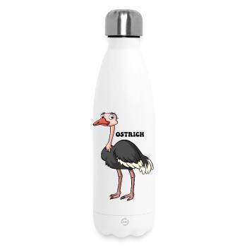 Autruche de dessin animé : plumes noires et blanches audacieuses - Bouteille isotherme 500 ml - blanc - Devant